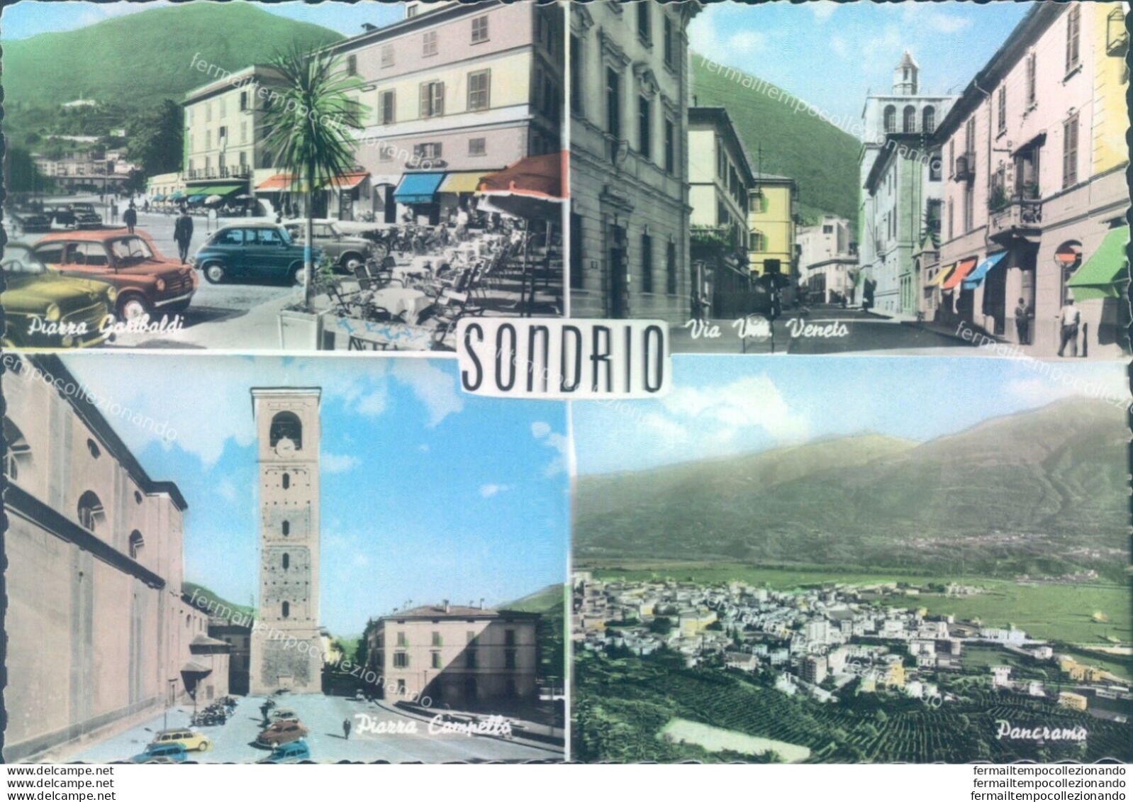 D125 - Cartolina Sondrio Citta'  - 4 Vedutine - Sondrio