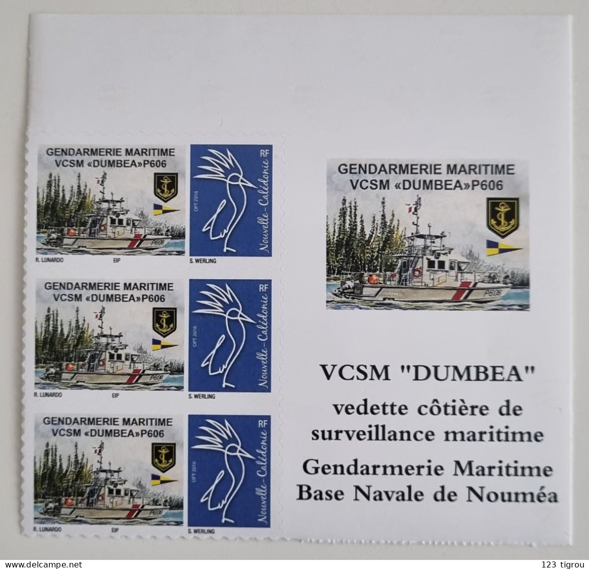 CAGOU PERSONNALISE LOGO GENDARMERIE MARITIME DE LUNARDO TETE DE CAGOU FLUORESCENT TB - Unused Stamps