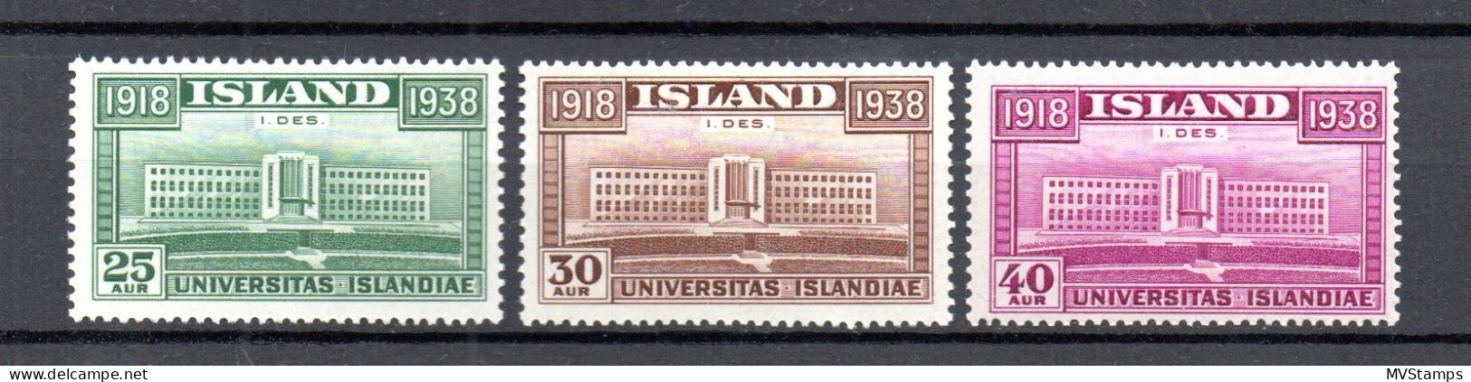 Island 1938 Satz 200/02 Freimarken Universitat Reijkjavik Postfrisch - Service