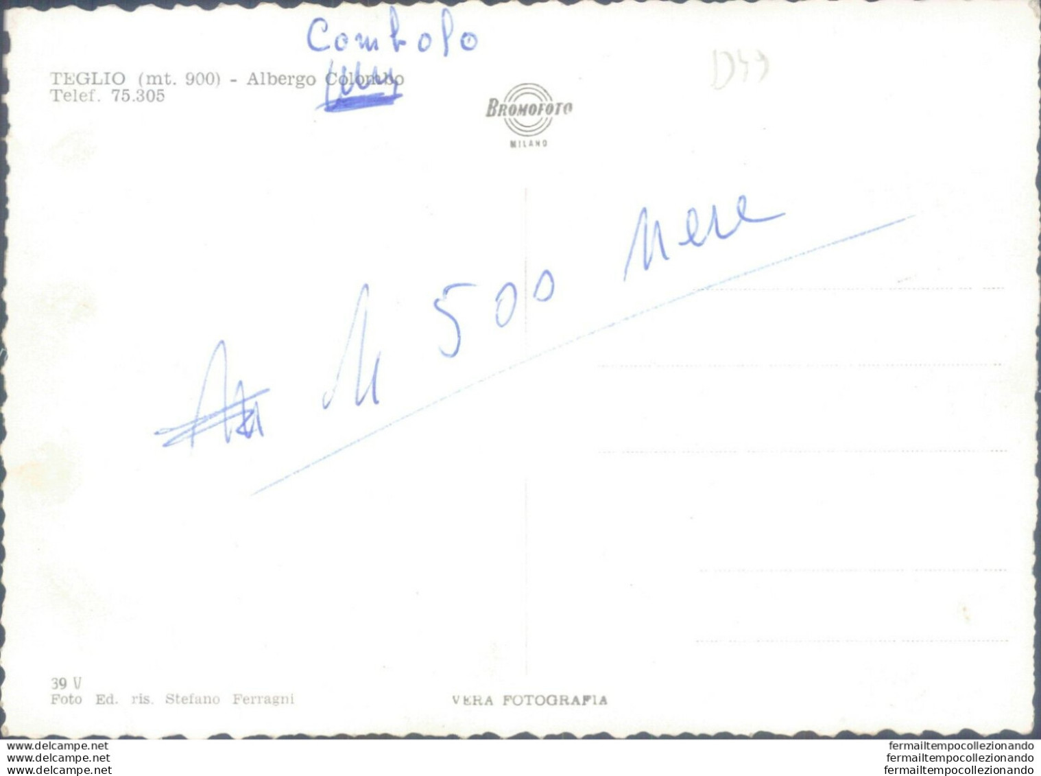 D49 -cartolina  Provincia Di Sondrio - Teglio Albergo Combolo - Sondrio