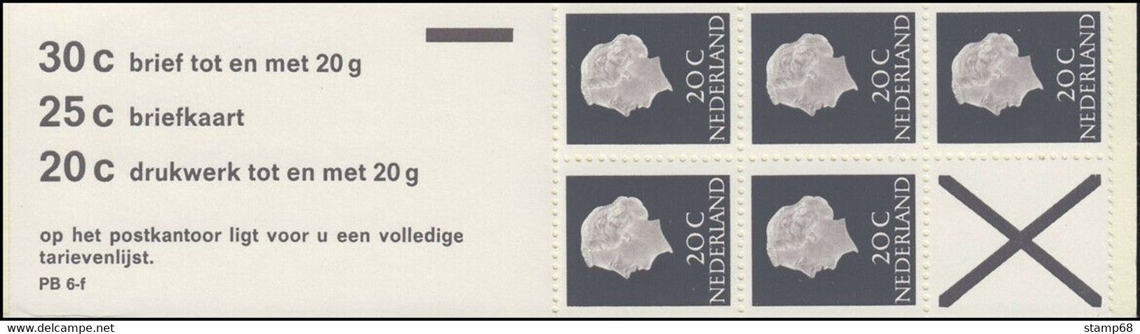 Nederland NVPH PB6fFp Breed Kruis Postzegelboekje 1972 MNH Postfris - Booklets & Coils