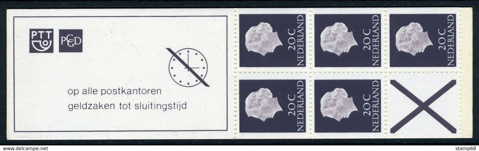 Nederland NVPH PB6eF Breed Kruis Postzegelboekje 1968 MNH Postfris - Cuadernillos