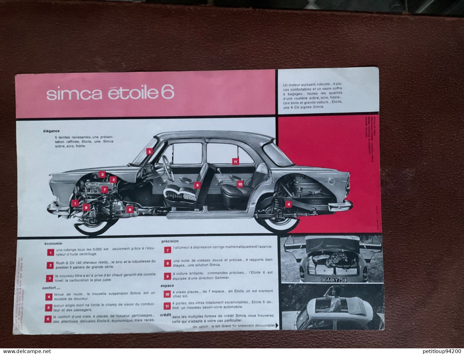 (27) DOCUMENT Commercial  SIMCA  Étoile 6 - Automobilismo