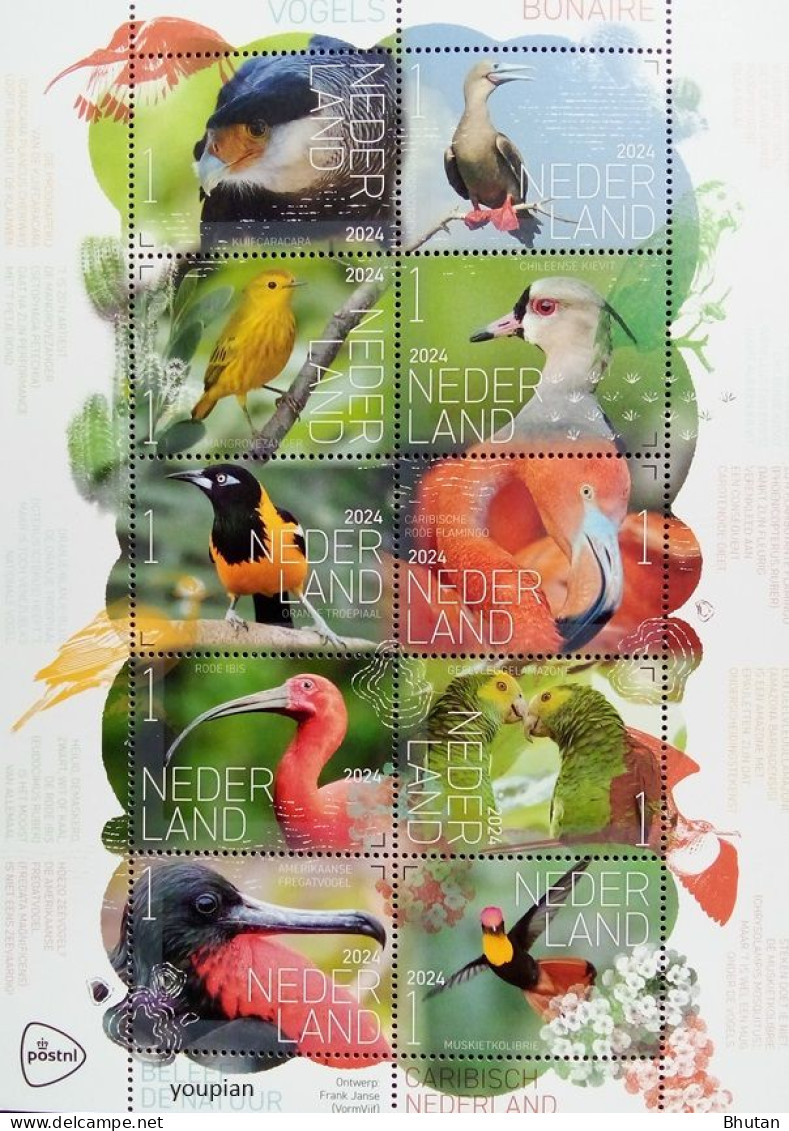 Netherlands 2024, Birds On Bonaire, MNH S/S - Unused Stamps