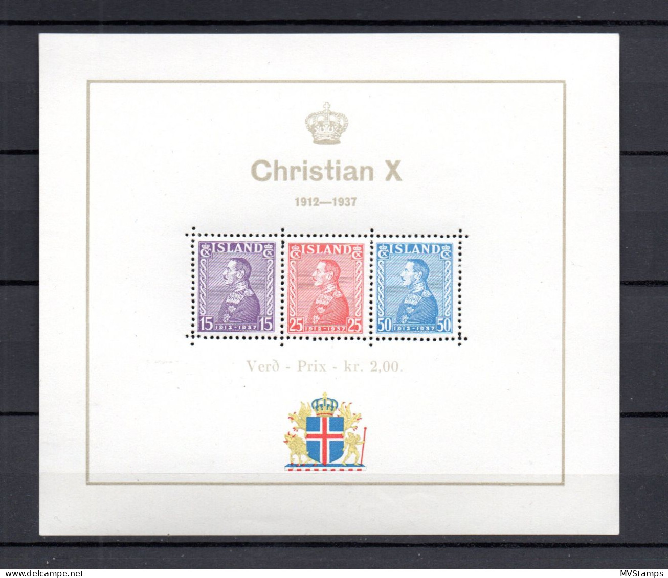 Iceland 1937 Old Sheet King Christian X Stamps (Michel Bl.1) Nice MNH - Nuovi