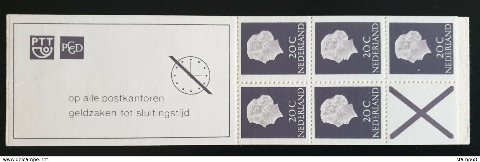Nederland NVPH PB6eF Smal Kruis Postzegelboekje 1968 MNH Postfris - Booklets & Coils