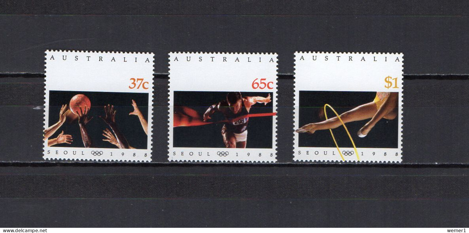 Australia 1988 Olympic Games Seoul, Basketball Etc. Set Of 3 MNH - Ete 1988: Séoul