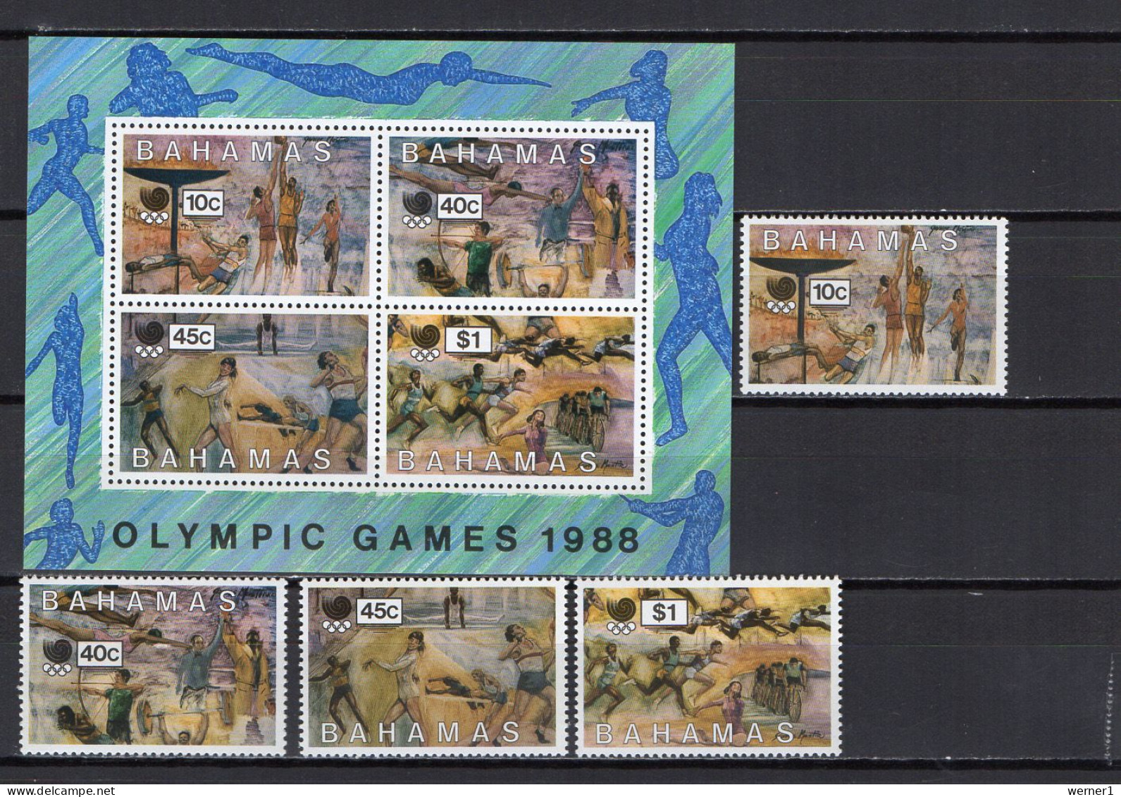 Bahamas 1988 Olympic Games Seoul, Basketball Etc. Set Of 4 + S/s MNH - Summer 1988: Seoul