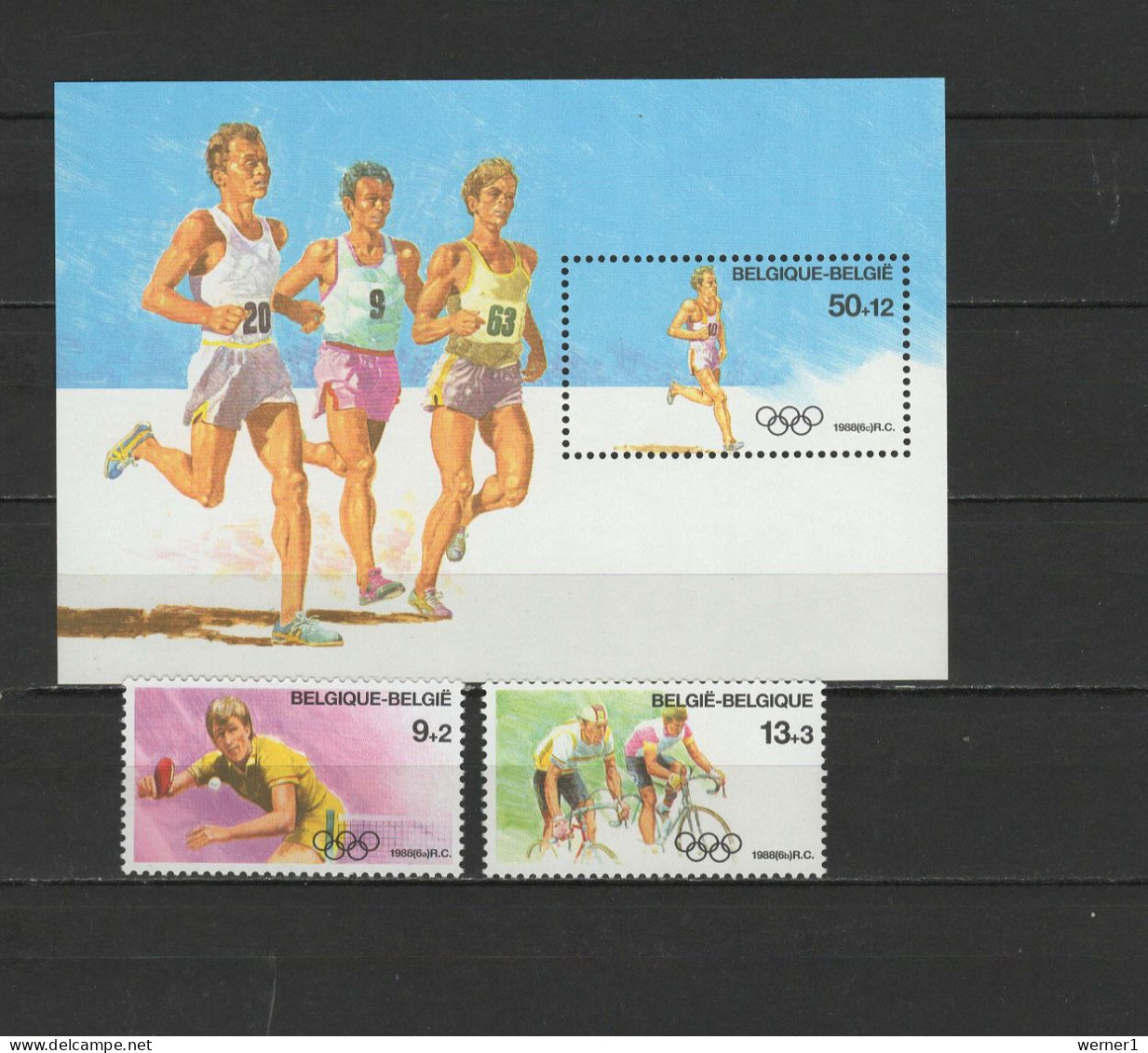 Belgium 1988 Olympic Games Seoul, Cycling, Table Tennis Etc. Set Of 2 + S/s MNH - Summer 1988: Seoul