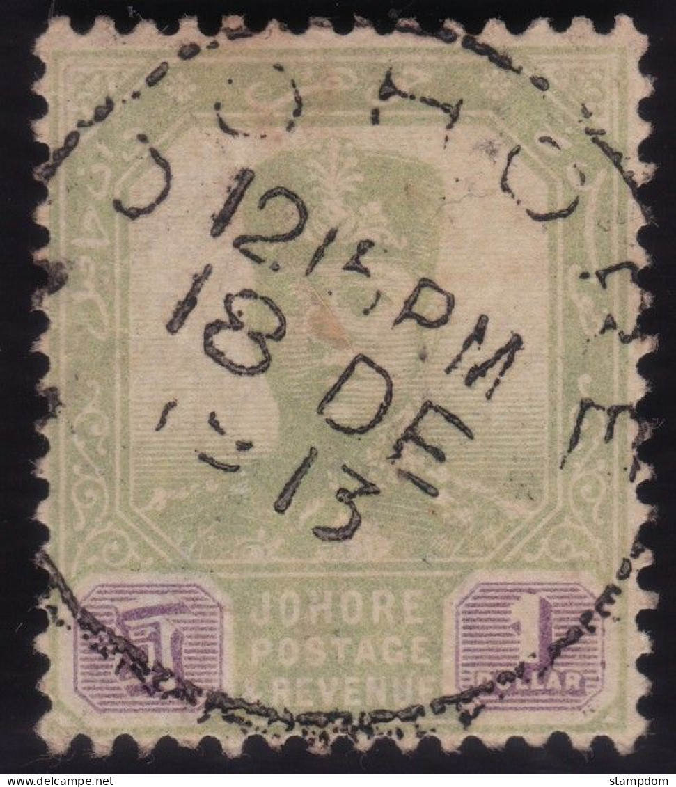 JOHORE 1904 $1 Sgl Rossette Sc#68 - USED  SON "JOHORE" Proud D7 @P1149 - Johore