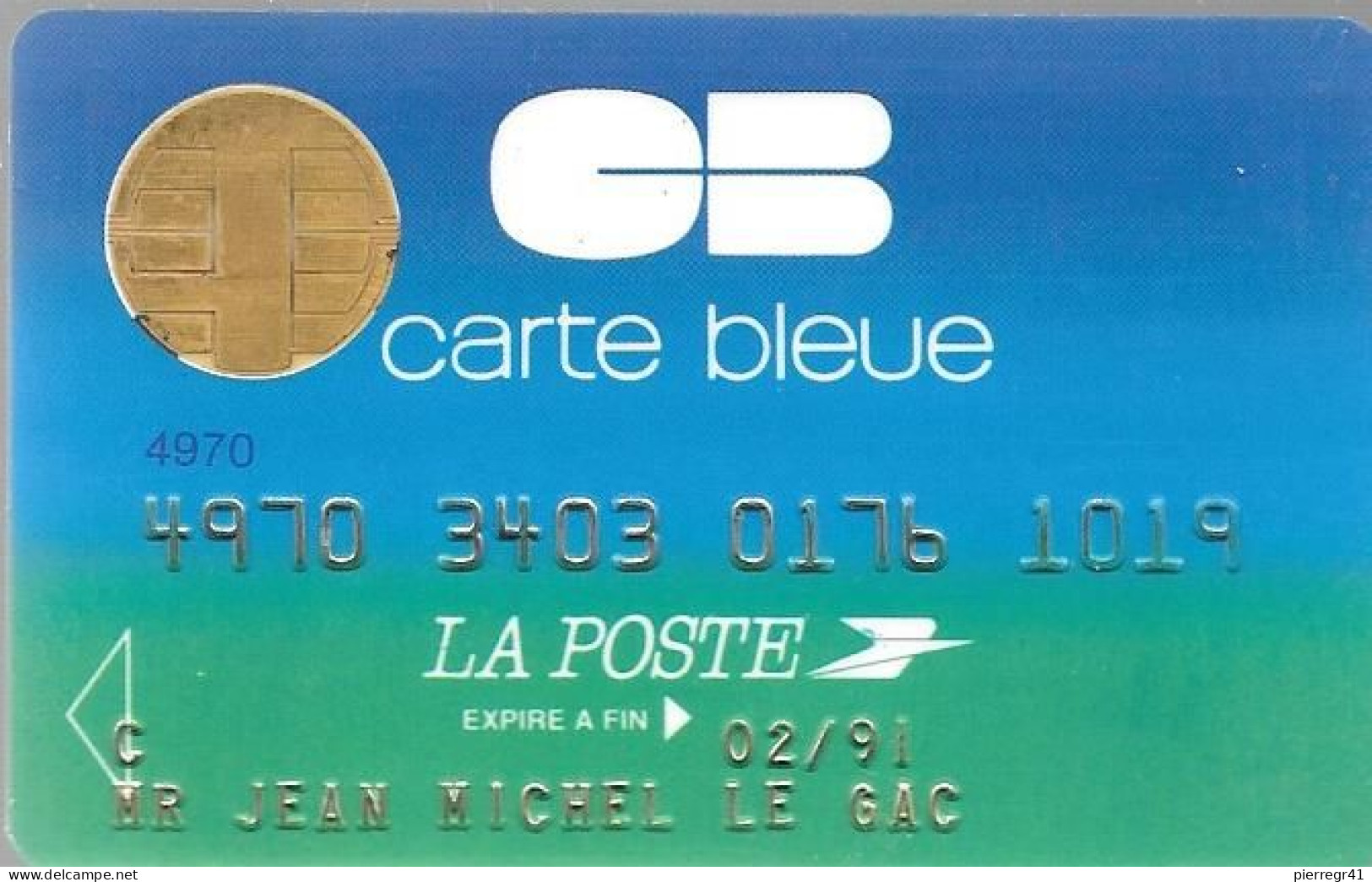 -CARTE-PUCE BULL-MAGNETIQUE-CARTE BLEUE LA POSTE-Exp 02/91-V°Bull CP8  TBE-RARE - Disposable Credit Card