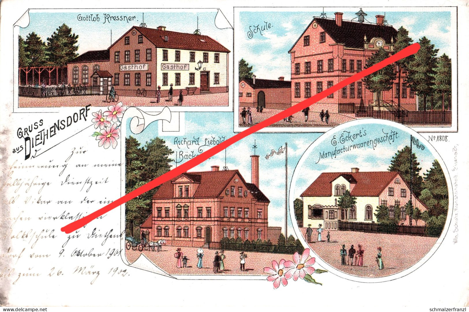 Litho AK Diethensdorf Gasthof Laden Schweizerthal Claußnitz Stein Mohsdorf Taura Königshain Wiederau Burgstädt Chemnitz - Burgstädt