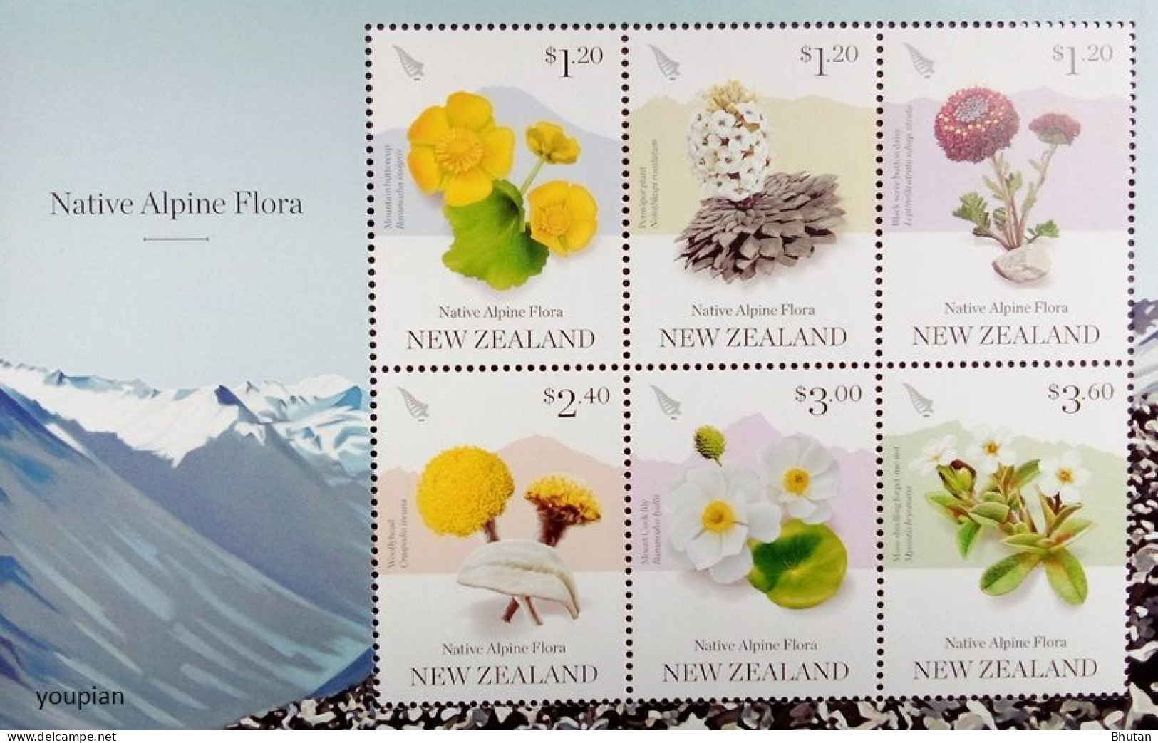 New Zealand 2019, Native Alpine Flora, MNH S/S - Unused Stamps