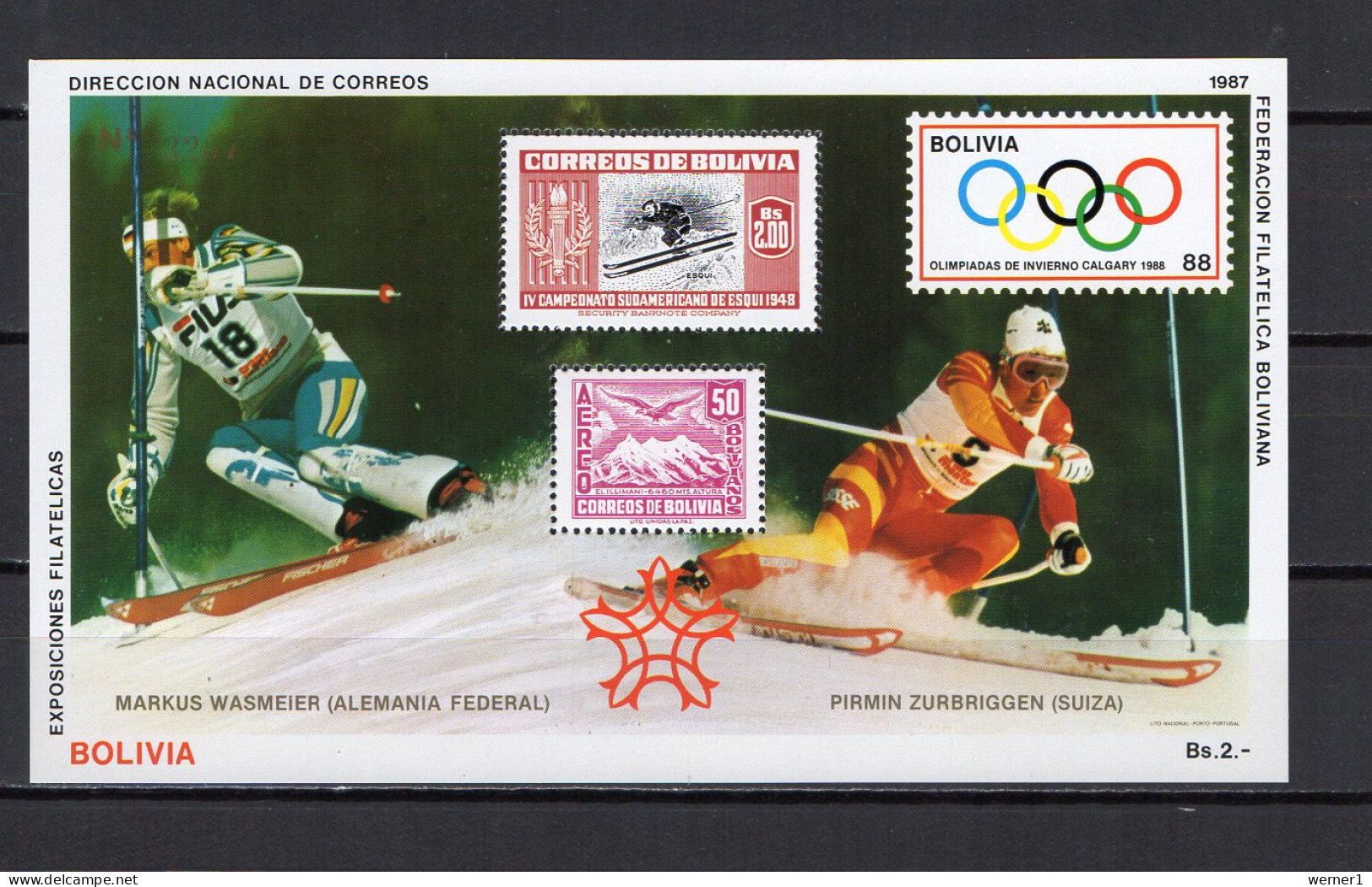 Bolivia 1987 Olympic Games Calgary S/s MNH -scarce- - Winter 1988: Calgary