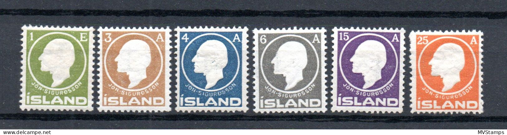 Iceland 1911 Set Jon Sigurdsson Stamps (Michel 63/68) Nice MLH - Ungebraucht