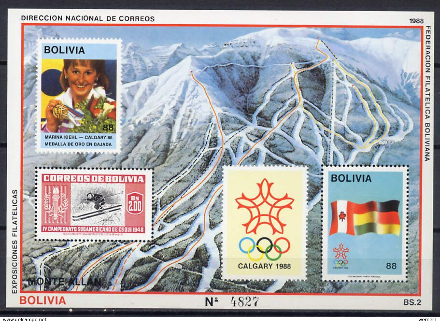 Bolivia 1988 Olympic Games Calgary S/s MNH -scarce- - Inverno1988: Calgary