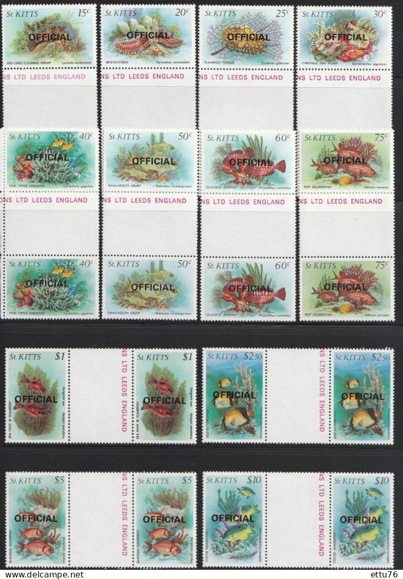 St.Kitts  1984   Marine Life,Fish  Set  'Official'  Overprint,Gutterpairs   MNH - Fishes