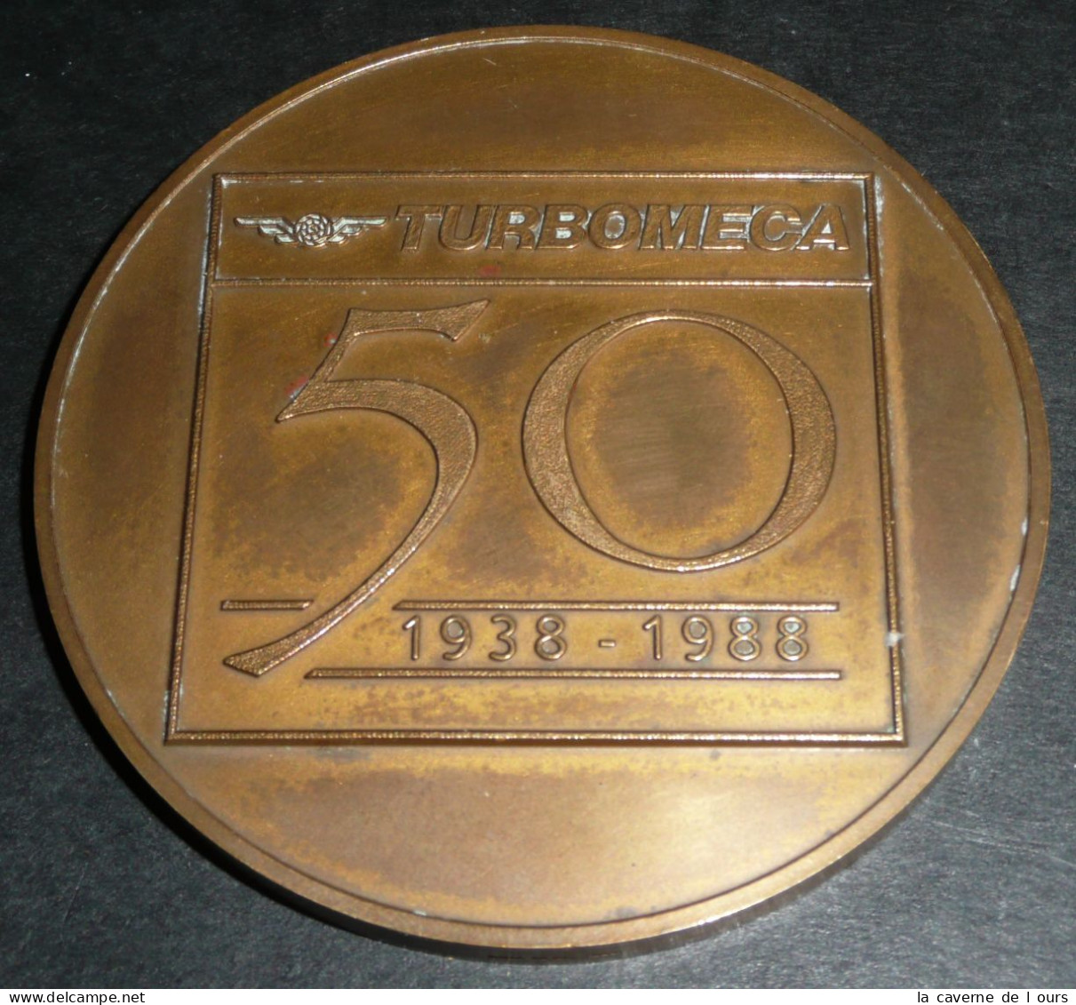 Rare Médaille En Bronze Joseph Szydlowski TURBOMECA 1938-1988 50 Ans - Professionnels / De Société