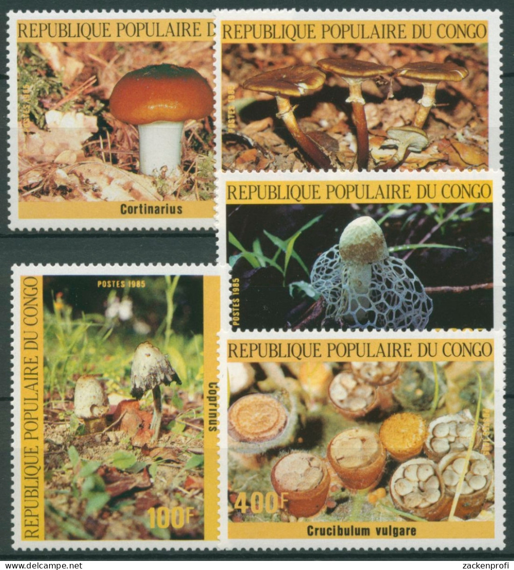 Kongo (Brazzaville) 1985 Pilze Hallimasch Tintling 1016/20 Postfrisch - Neufs