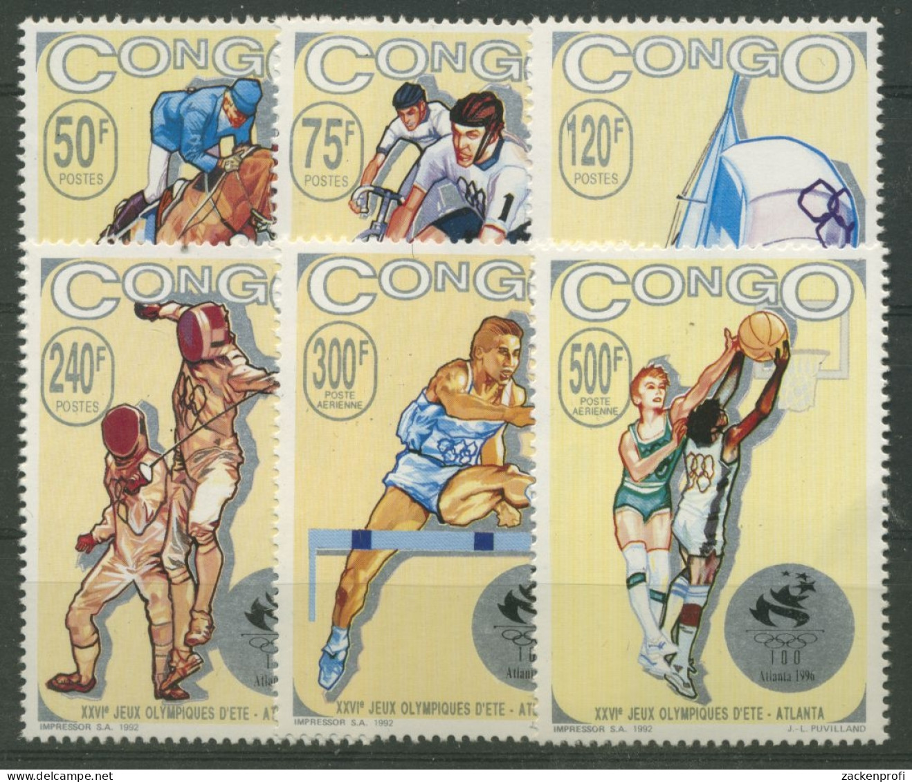 Kongo (Brazzaville) 1993 Olympiade Atlanta 1380/85 A Postfrisch - Ongebruikt