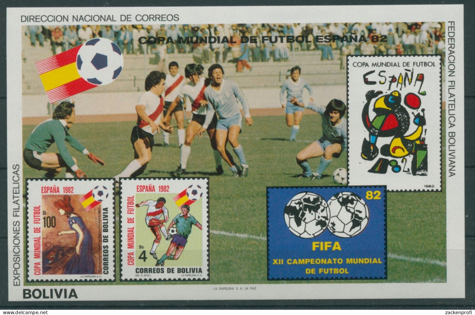 Bolivien 1982 Fußball-WM Spanien Block 124 Postfrisch (C22863) - Bolivie