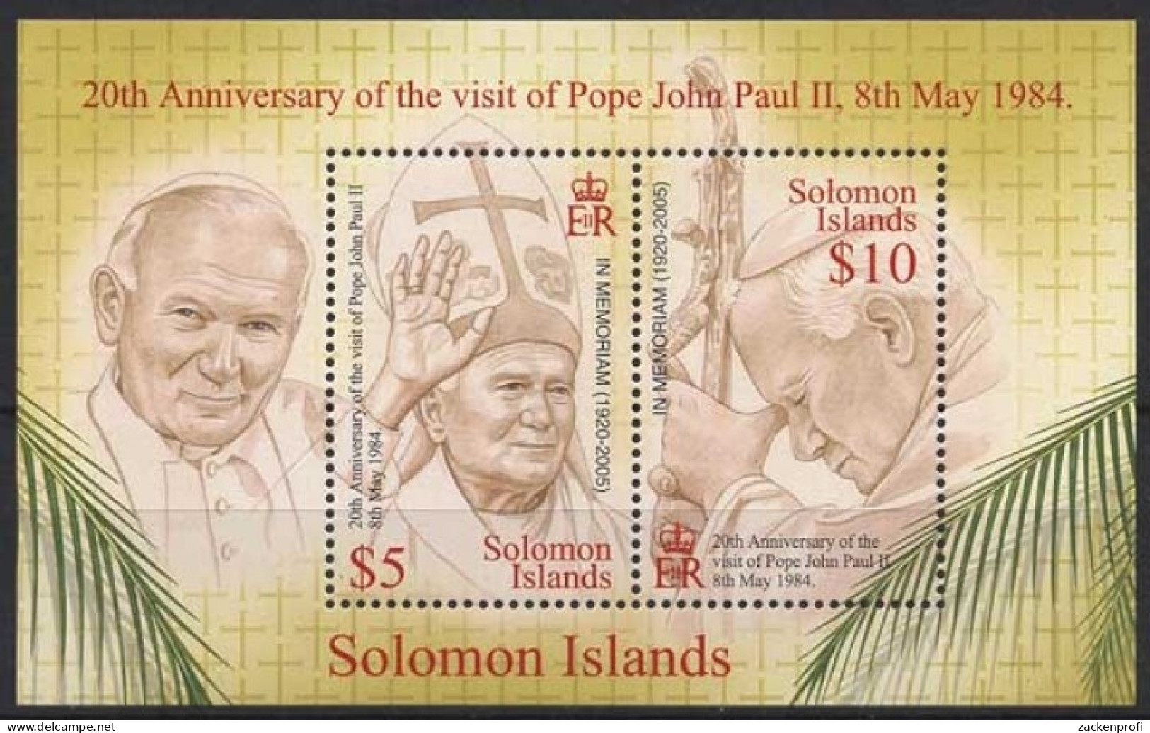 Salomoninseln 2005 Tod Von Papst Johannes Paul II. Block 93 Postfrisch (C21580) - Islas Salomón (1978-...)