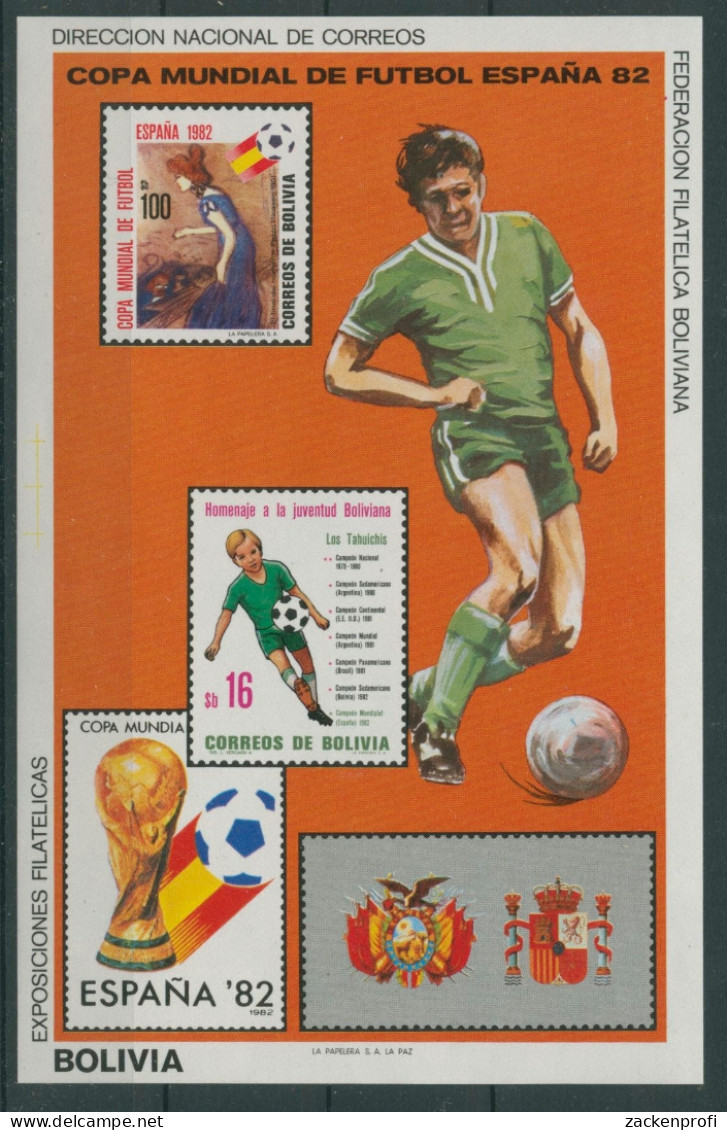 Bolivien 1982 Fußball-WM Spanien Block 125 Postfrisch (C22864) - Bolivie