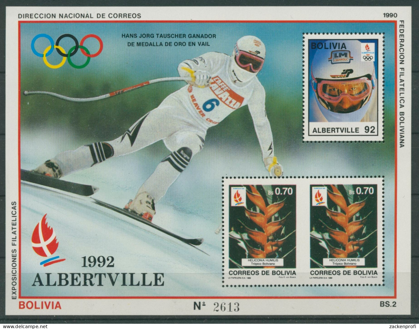 Bolivien 1990 Olympia Winterspiele Albertville'92 Block 192 Postfrisch (C22893) - Bolivia