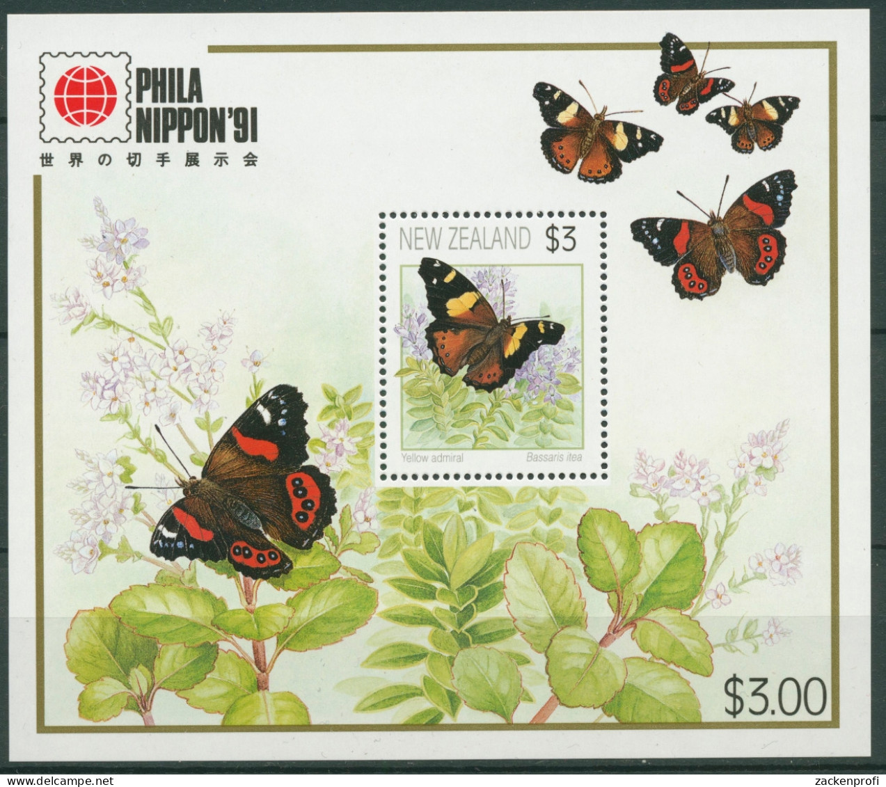 Neuseeland 1991 PHILANIPPON Schmetterling Block 31 Postfrisch (C25637) - Blocs-feuillets
