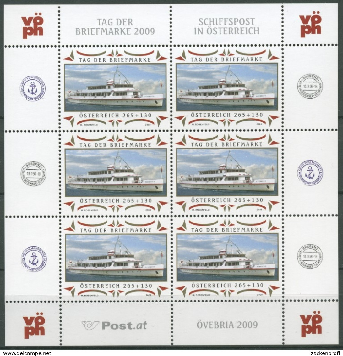 Österreich 2009 Tag Der Briefmarke Motorschiff 2826 K Postfrisch (C14838) - Blocs & Feuillets