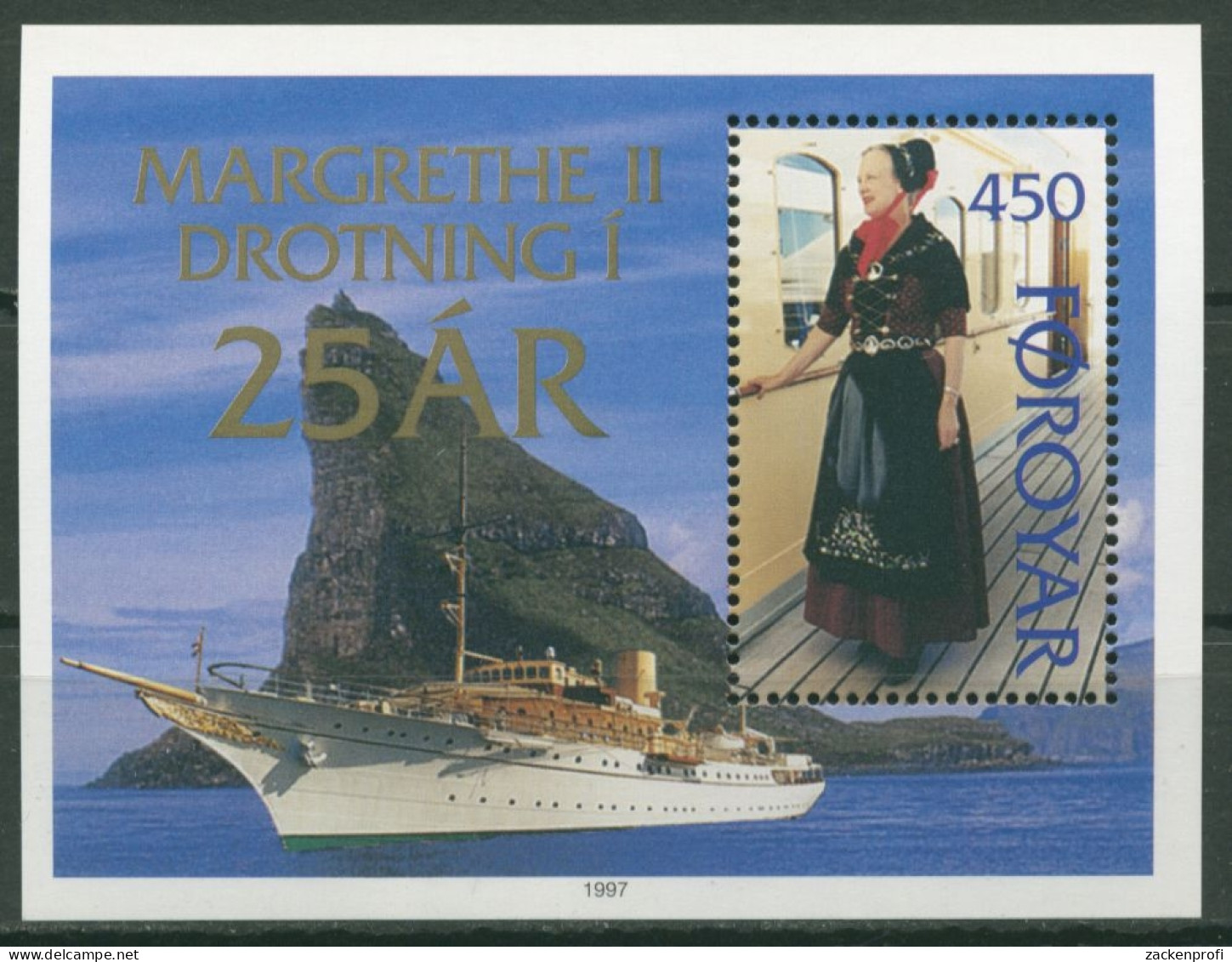Färöer 1997 25 J. Regentschaft Königin Margrethe II. Block 9 Postfrisch (C17617) - Faroe Islands