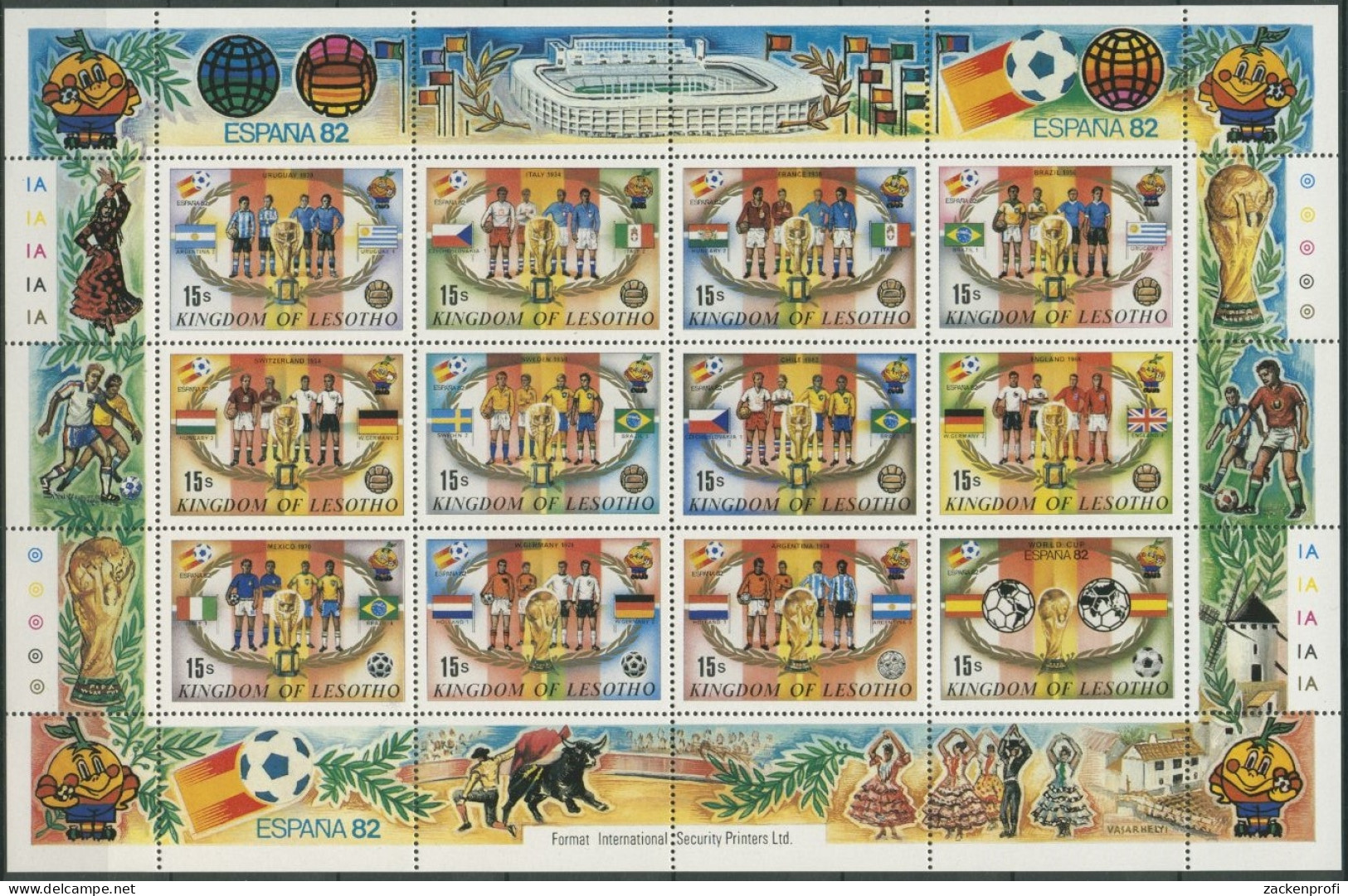 Lesotho 1982 Fussball-WM Spanien 373/84 ZD-Bogen Postfrisch (SG70787) - Lesotho (1966-...)