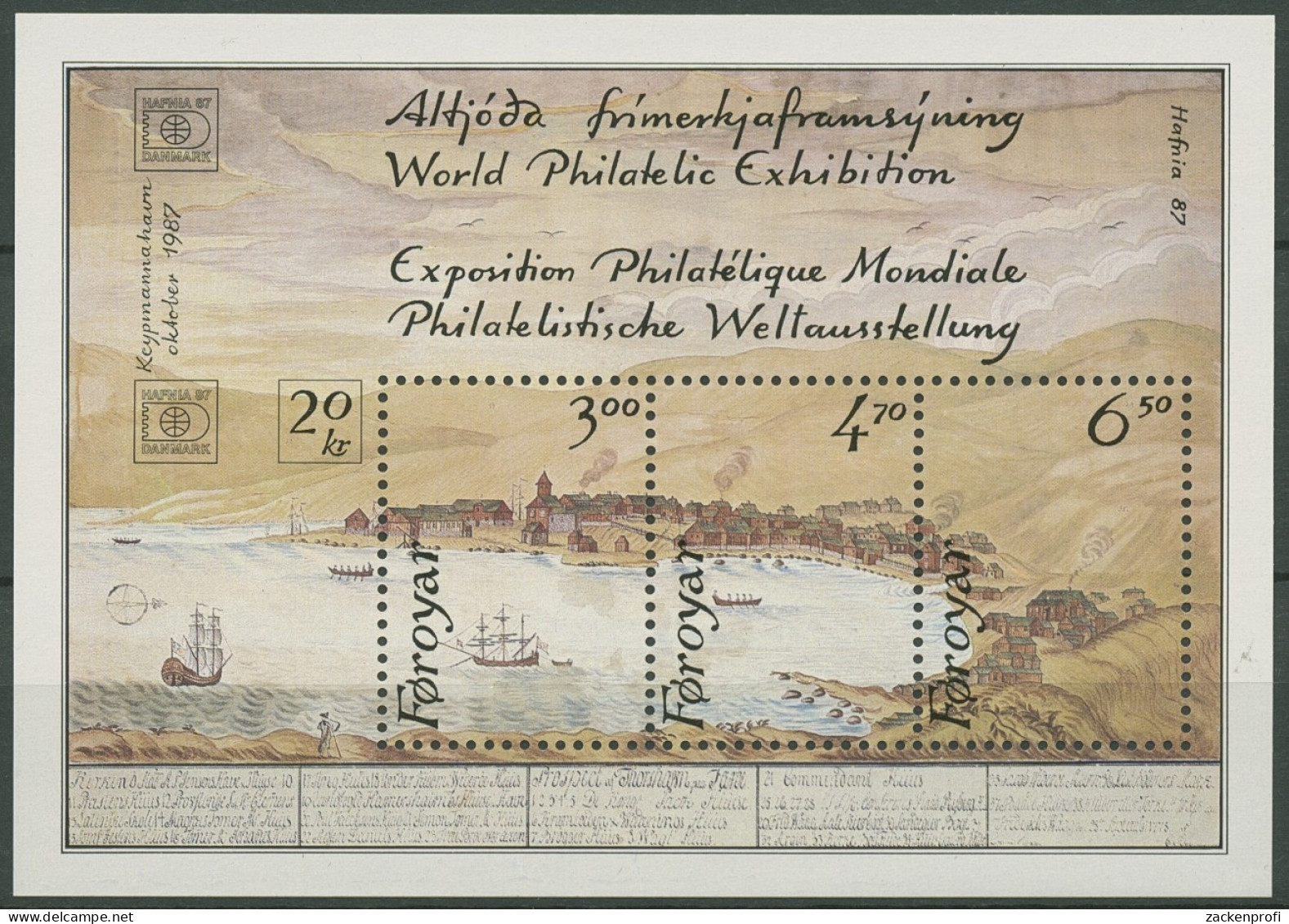 Färöer 1986 Briefmarken-Ausstellung HAFNIA '87 Block 2 Postfrisch (C17499) - Faroe Islands