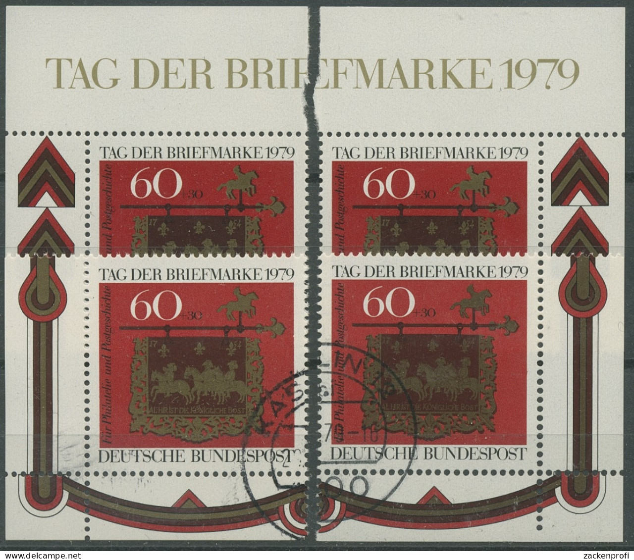 Bund 1979 Tag Der Briefmarke 1023 Alle 4 Ecken Gestempelt (E2) - Gebraucht