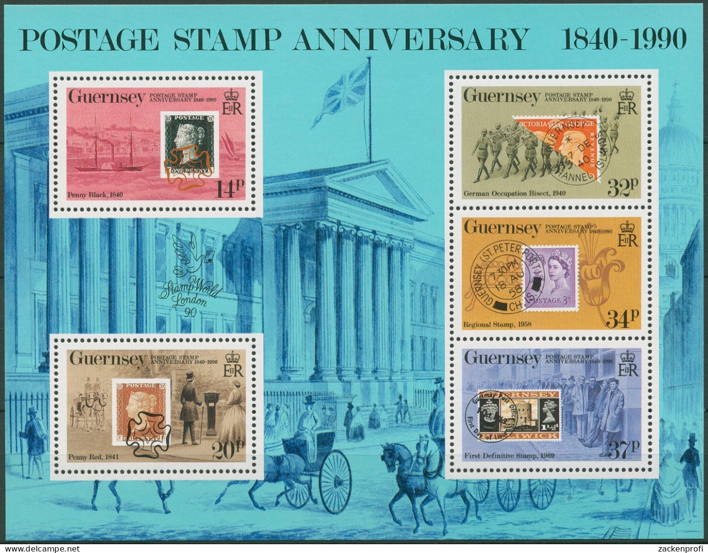 Guernsey 1990 150 Jahre Briefmarken Block 6 Postfrisch (C90700) - Guernesey