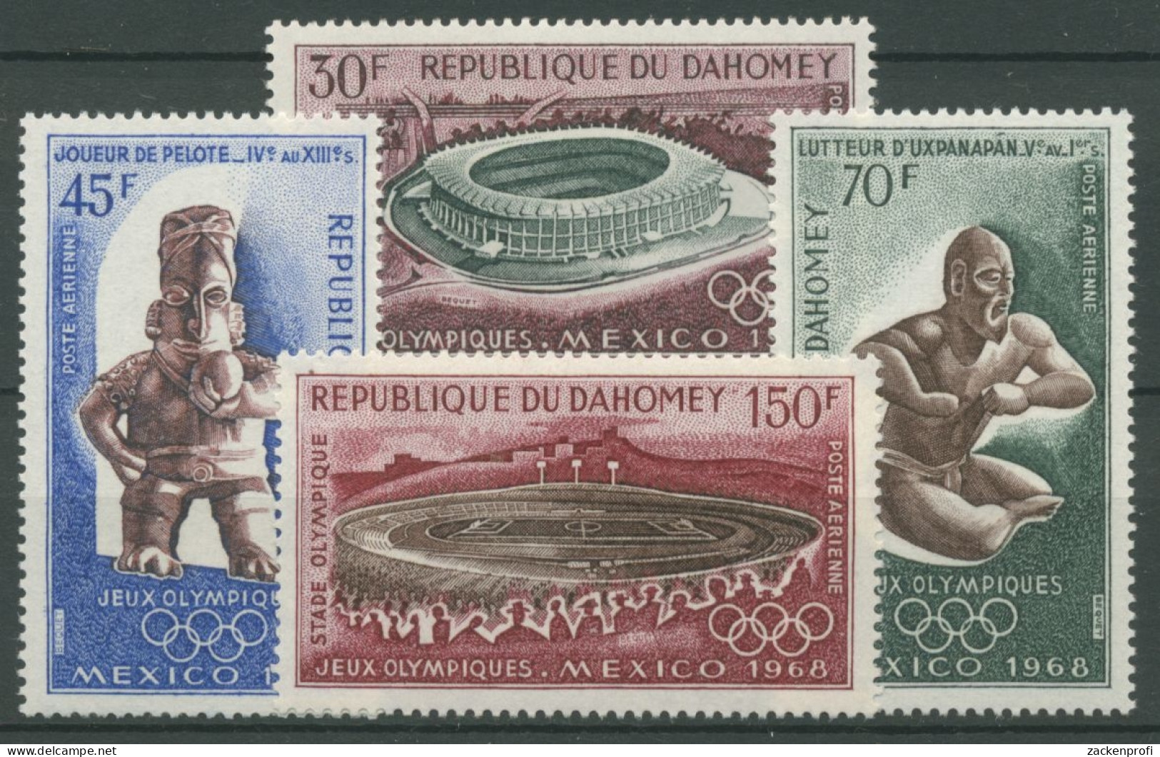Dahomey 1968 Olympische Spiele Mexiko Stadien Histor. Figuren 360/63 Postfrisch - Bénin – Dahomey (1960-...)