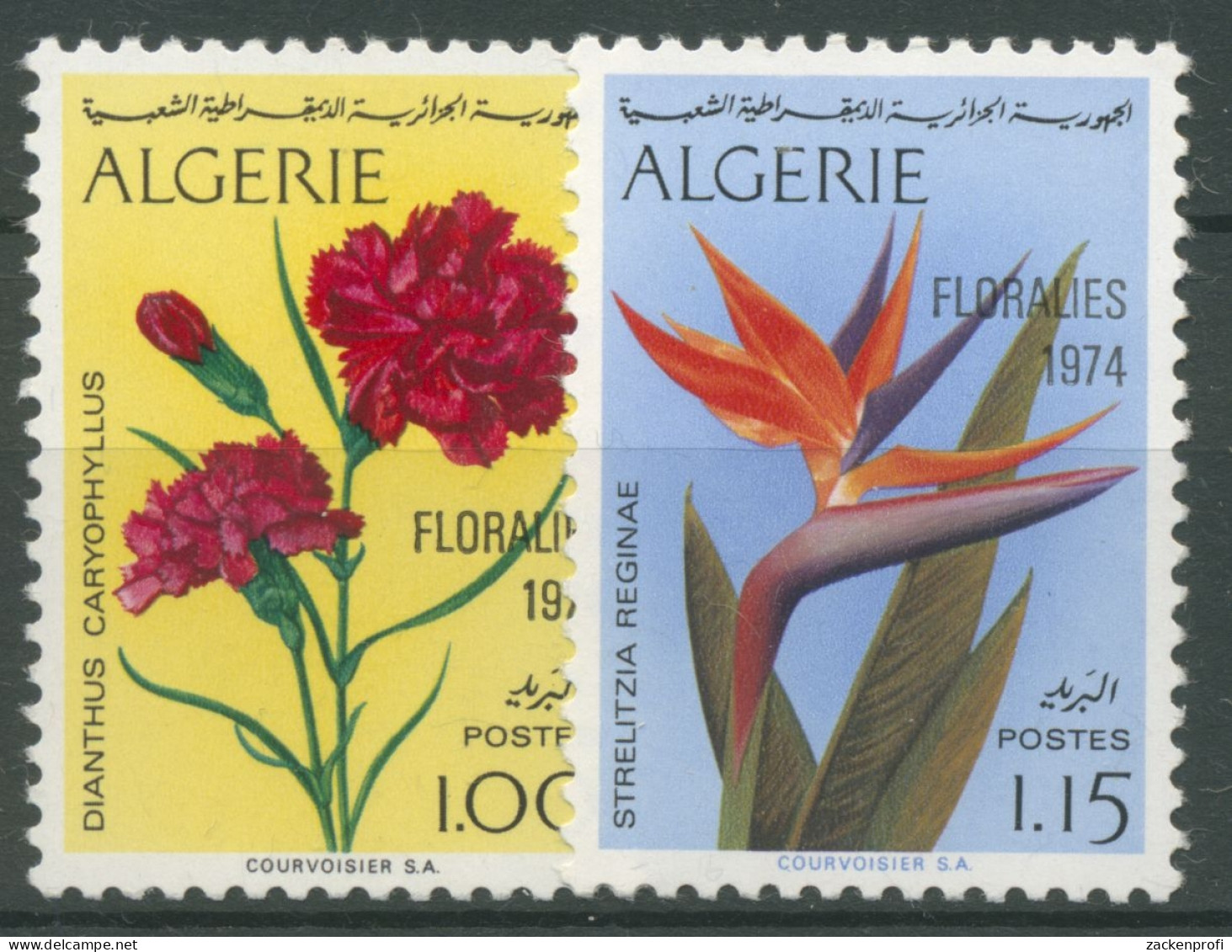 Algerien 1974 Gartenschau Florales '74 Blumen Nelke Strelitzie 628/29 Postfrisch - Algeria (1962-...)