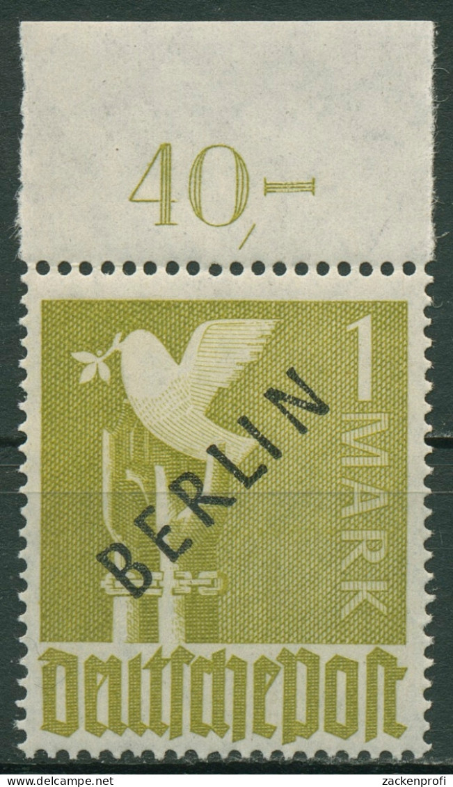 Berlin 1948 Schwarzaufdruck Plattendruck Oberrand 17 A P OR Ndgz. Postfr., Fleck - Unused Stamps