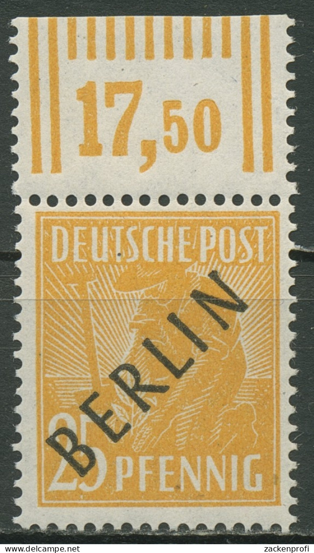 Berlin 1948 Schwarzaufdruck Bogenmarken Walzendruck Oberrand 10 W OR Postfrisch - Unused Stamps