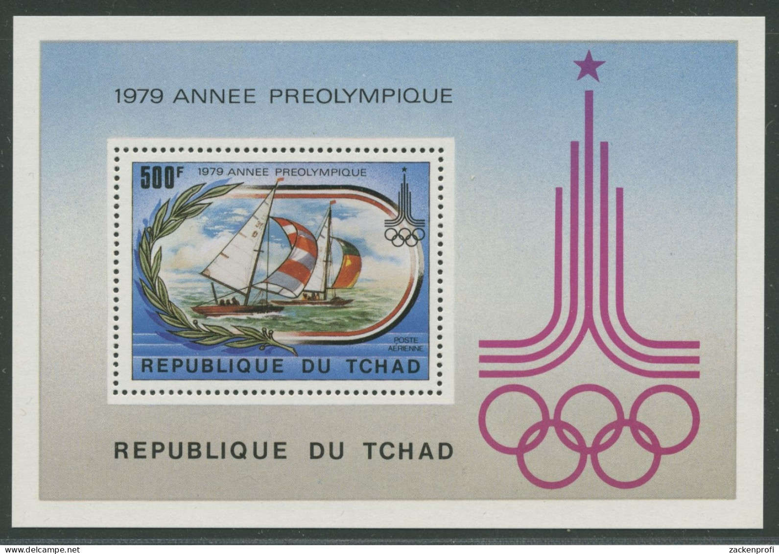 Tschad 1979 Olympische Spiele Moskau Segeln Block 78 Postfrisch (C28070) - Tchad (1960-...)