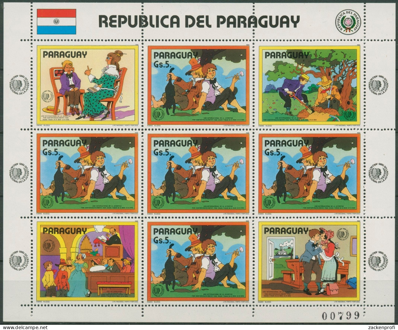 Paraguay 1985 Jahr Der Jugend Tom Sawyer 3893 K Postfrisch (C95557) - Paraguay