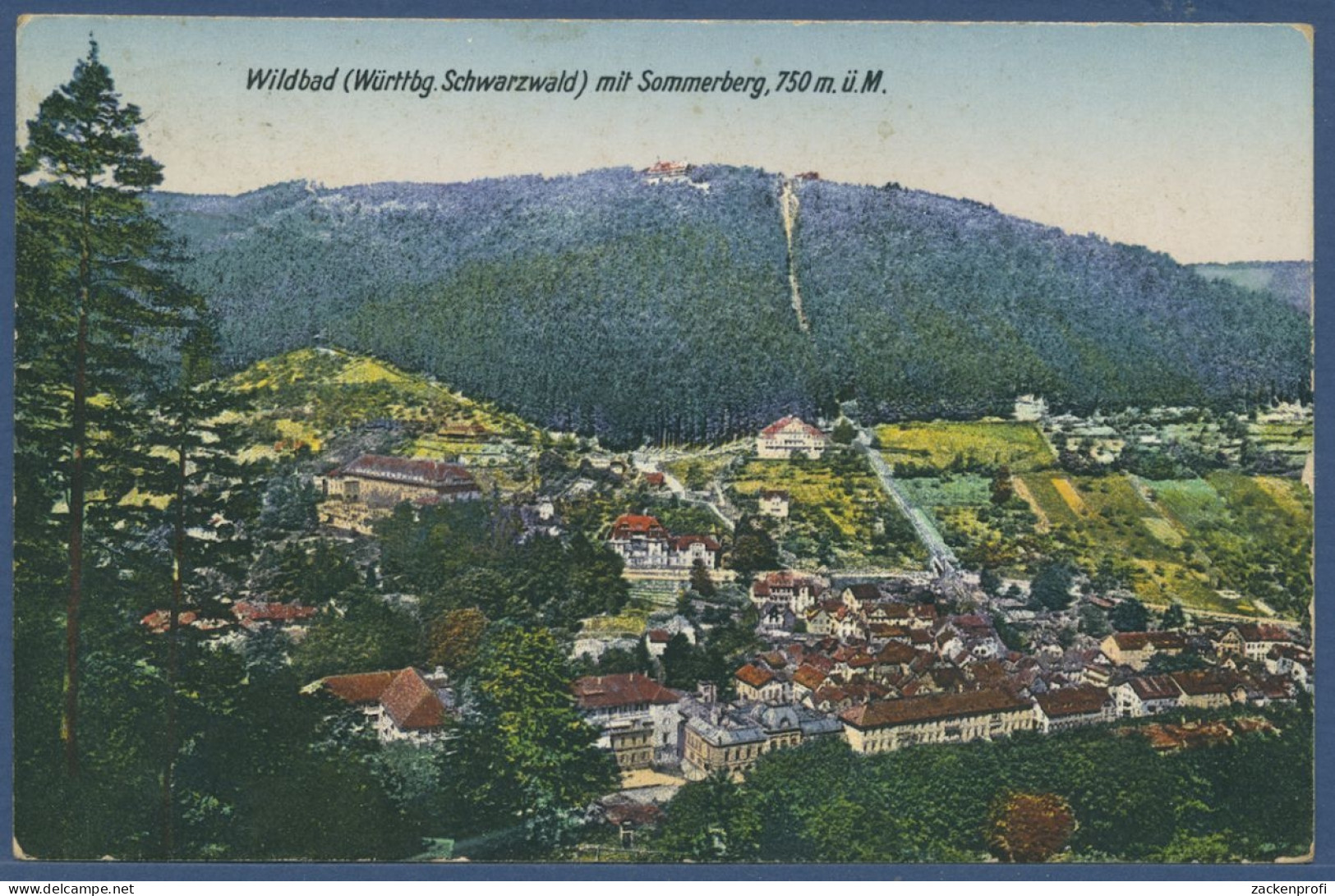 Bad Wilbad Gesamtansicht Mit Sommerberg, Gelaufen 1927 (AK2313) - Calw