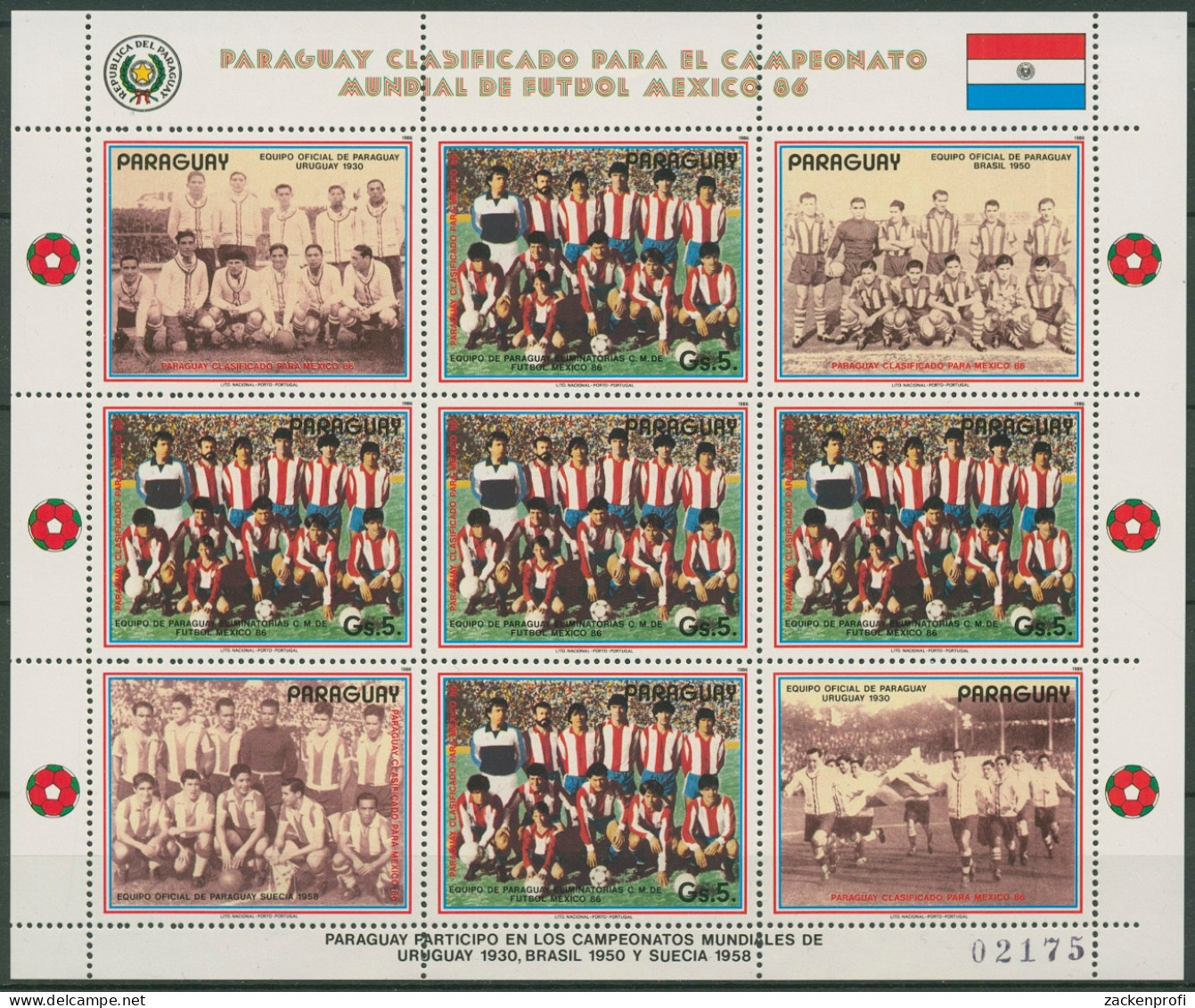 Paraguay 1986 Fußball-WM Mexiko Kleinbogen 3983 K Postfrisch (C95559) - Paraguay