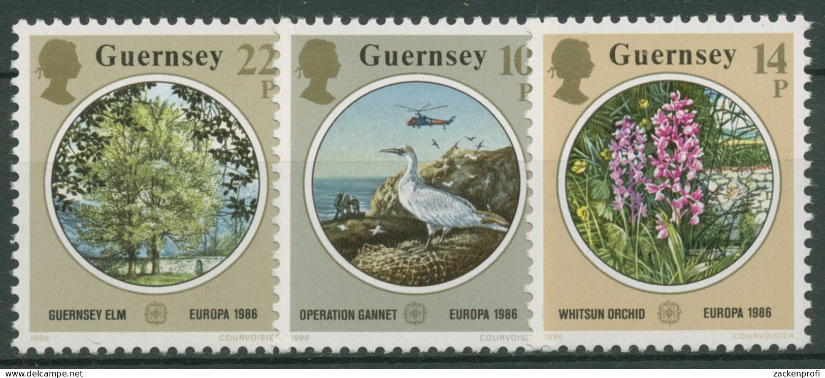 Guernsey 1986 Europa CEPT Naturschutz Tiere Pflanzen 358/60 Postfrisch - Guernesey