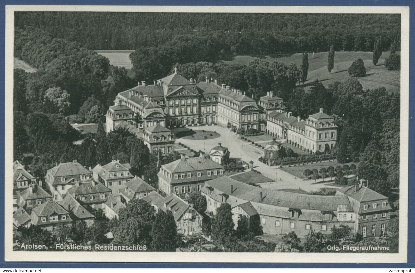 Arolsen Fürstliches Residenzschloß Fliegeraufnahme, Gelaufen 1954 (AK2301) - Bad Arolsen