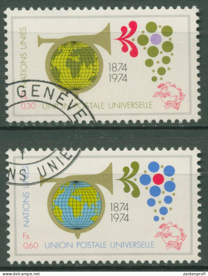 UNO Genf 1974 Weltpostverein UPU Posthorn 39/40 Gestempelt - Usados