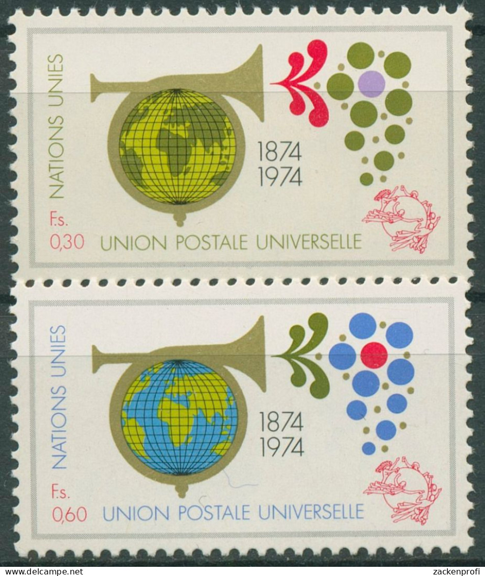 UNO Genf 1974 Weltpostverein UPU Posthorn 39/40 Postfrisch - Ungebraucht