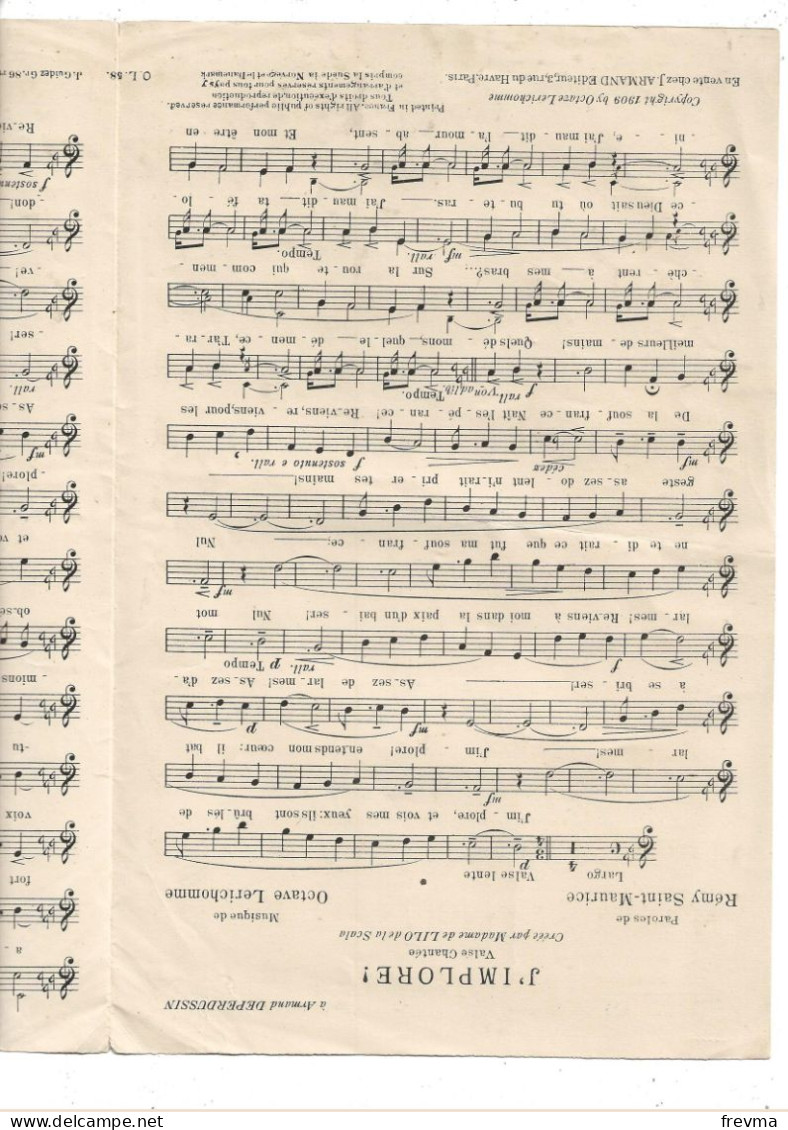 Partition Complete L'implore 1909 Valse Chantée - Componisten Van Musicalkomedies