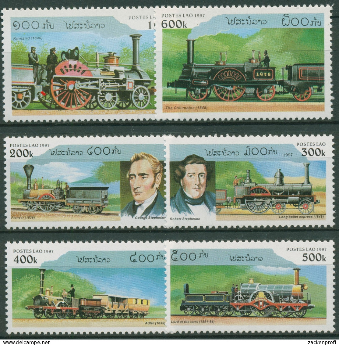 Laos 1997 Eisenbahn Lokomotiven 1554/59 Postfrisch - Laos