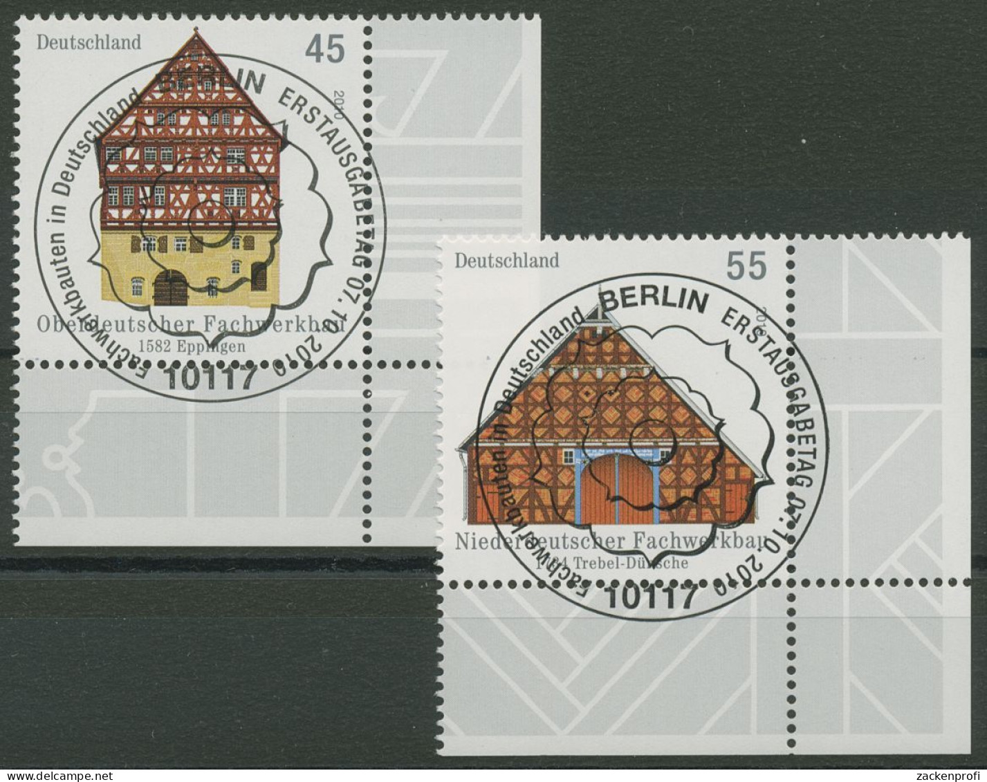 Bund 2010 Fachwerkbauten 2823/24 Ecke 4 Mit TOP-ESST Berlin (E3927) - Used Stamps